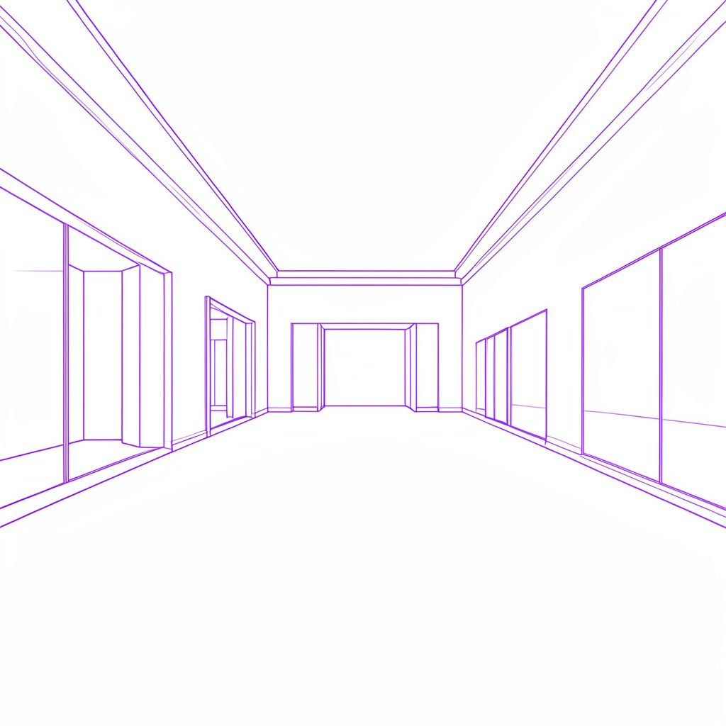 A spacious art museum gallery with polished floors, white walls, and framed artworks under soft gallery lighting, conveying quiet cultural contemplation